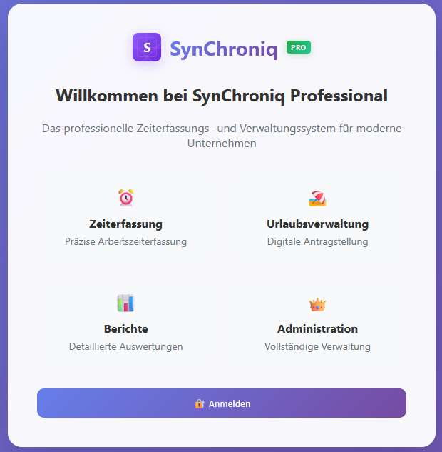 Zeiterfassung, HR Management, TimeTracker, Administration, Synchronic, Synchronik, Synchroniq, Zeit, TimeStamp, Abwesenheitsmanagement, Urlaub